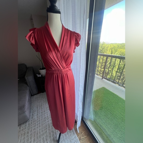 🍑Taylor Pink Midi Sundress with Flutter Sleeves🍑 - Picture 1 of 12